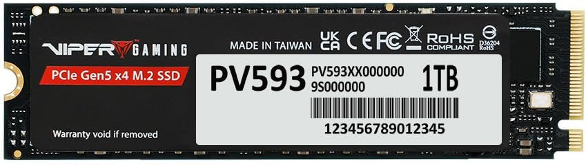 Patriot PV593 1TSSD M.2 Gen5 jusqu'à 14 000 et 10 000 Mo PV593P1TBM28H