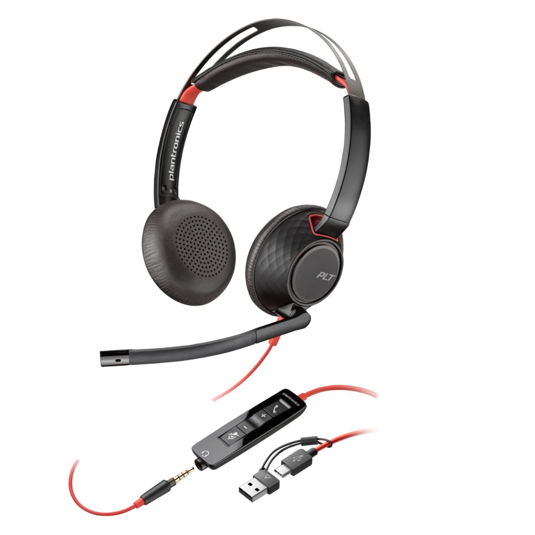 HPPoly Blackwire 5220 Stereo USB-C Headset +3.5mm Plug +USB-C/A Adapter 8X231AA