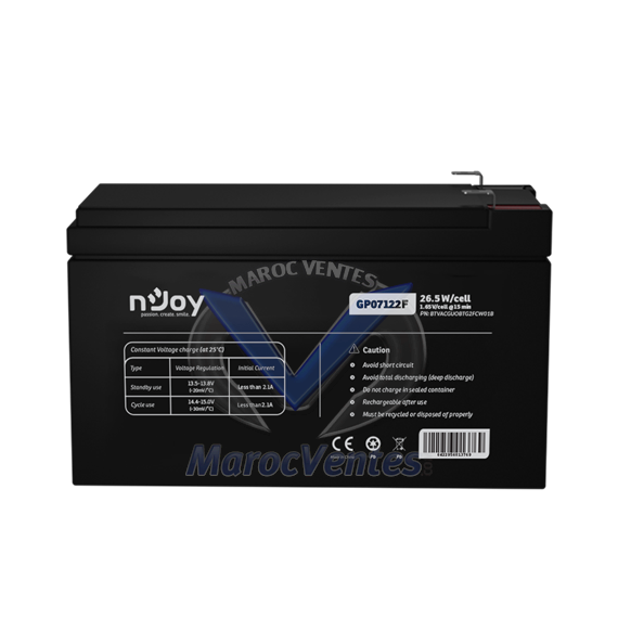 VRLA AGM Battery 12V 7Ah T2 Terminal NJOY_BTVACGUOBTG2FCW