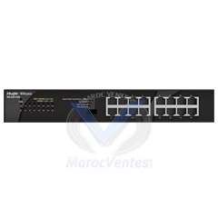 Commutateur de Bureau 16 Ports 10/100/1000 Mbps RJ45 Non Géré Boîtier en Acier RG-ES116G