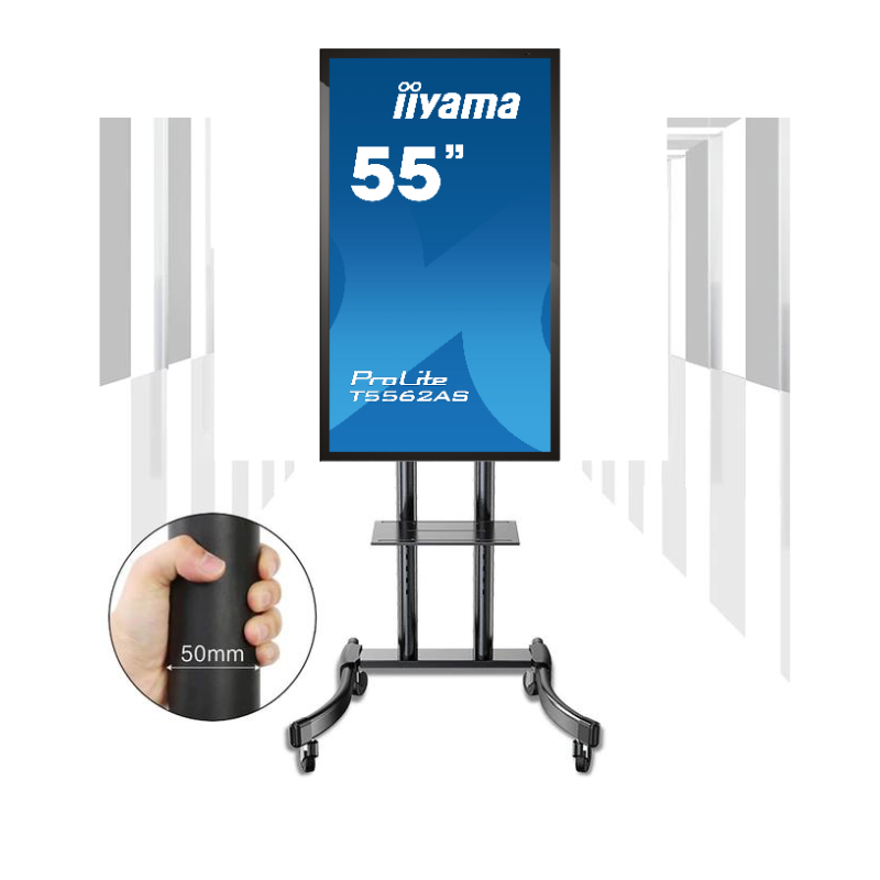TOTEM TACTILE INTERACTIF 55 POUCES T5562AS-B1 AVEC ROULETTES ET ETAGERE DETACHABLE T5562AS-B1 AVEC ROULETTES ET ETAGERE DETACHABLE
